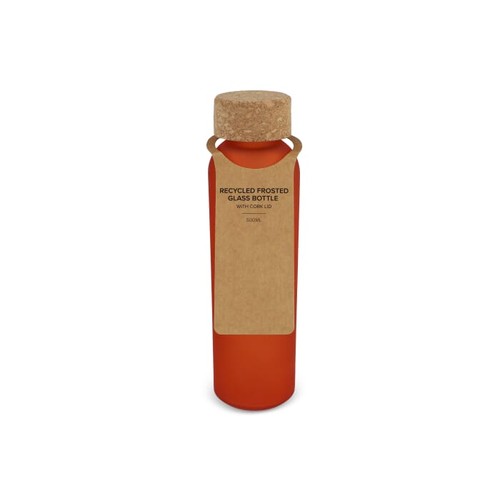 Matglazen gerecycled fles met kurken dop 500ml