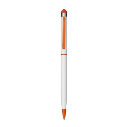 Penna twist con fusto e clip in metallo, con gommino per touch screen in tinta Penna twist con fusto e clip in metallo, con gommino per touch screen in tinta