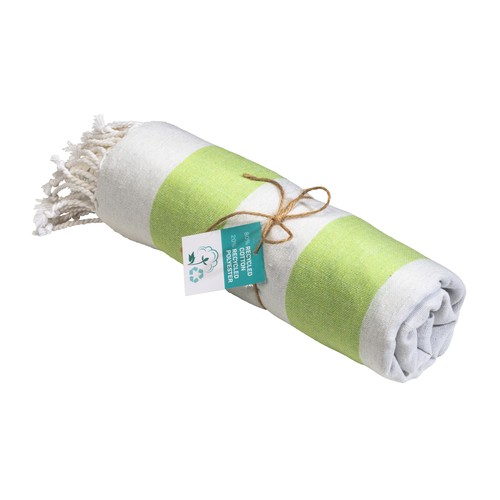 Recycled cotton fringed beach towel, size 90x170 cm