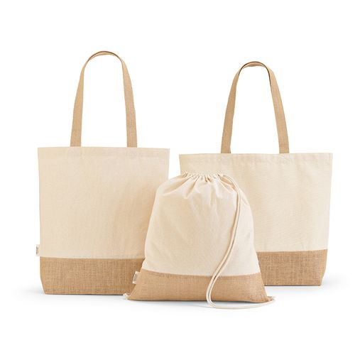 Shopper Puncak in cotone riciclato 180 gsm e juta 275 gsm Shopper Puncak in cotone riciclato 180 gsm e juta 275 gsm