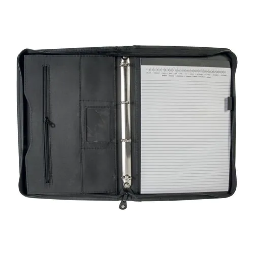Microfibre and leatherette briefcase. Ring binder