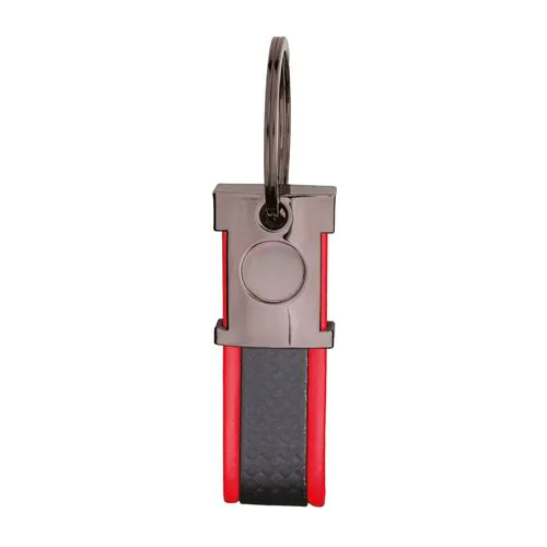 Porte-clés en métal bruni et PU bicolore, avec un espace adapté au logo en résine Porte-clés en métal bruni et PU bicolore, avec un espace adapté au logo en résine