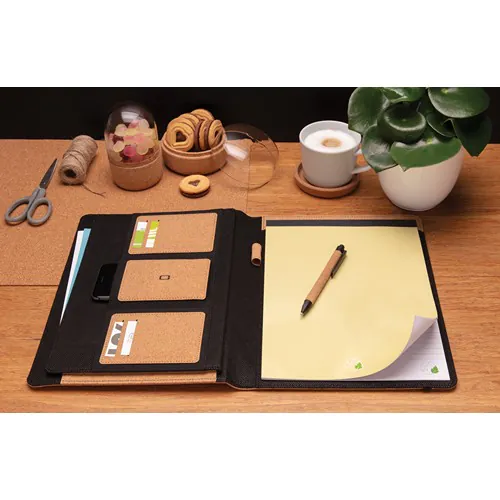 Deluxe kurken A4 portfolio met pen