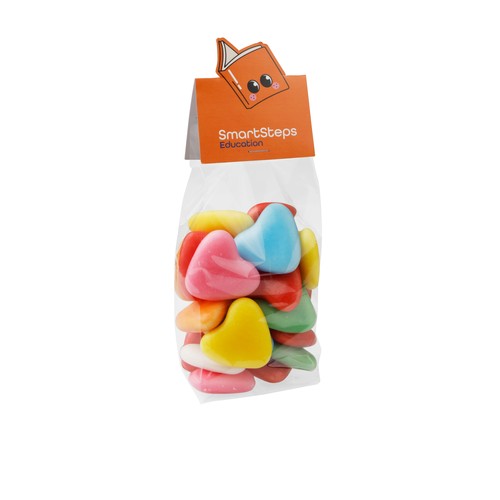 Block bag with header card in your own shape and 150 grams of candy Block bag with header card in your own shape and 150 grams of candy