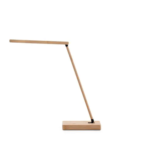 MOREY. Inklapbare bureaulamp met 15W supersnelle draadloos oplader in bamboe MOREY. Inklapbare bureaulamp met 15W supersnelle draadloos oplader in bamboe
