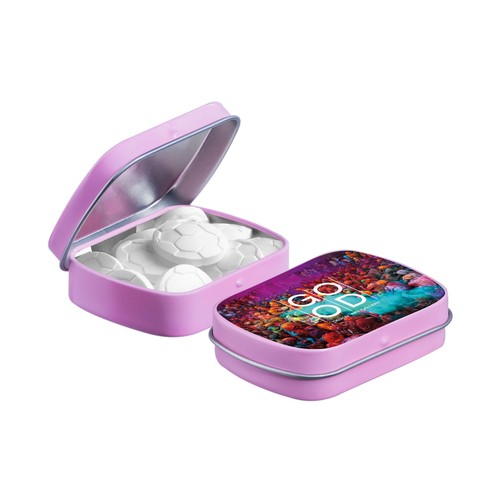 Mini scharnierblikje met vorm pepermunt