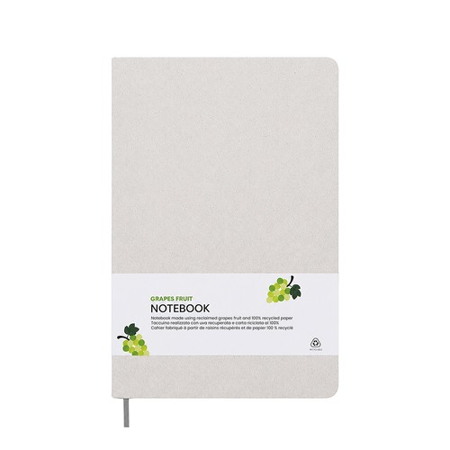 Carnet de notes avec couverture en résidus de fruits et fermeture élastique