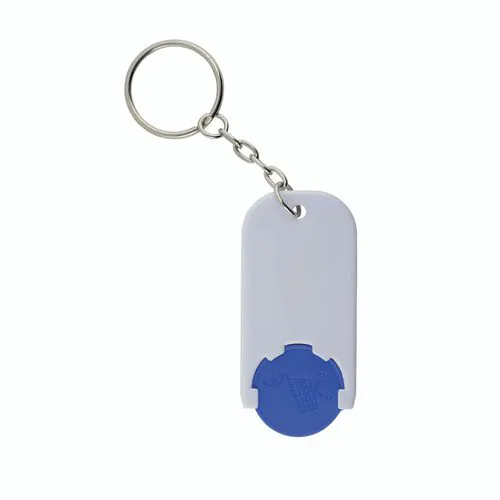 Plastic key ring with shopping trolley token
