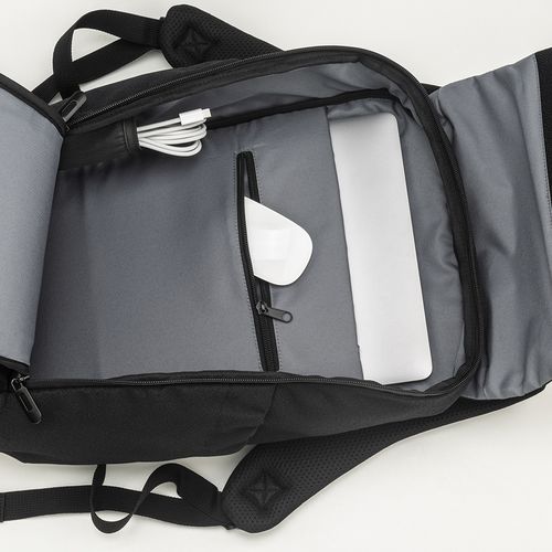 Laptop backpack (15) in recycled 600D jacquard polyester (R-PET inner lining)