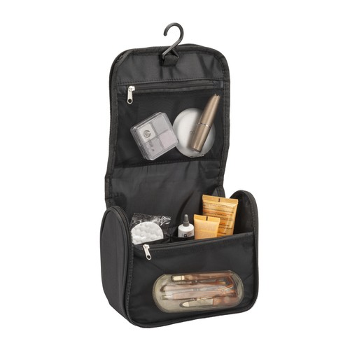 Microfiber beauty case with zipper, large inside pockets, hook and handle Microfiber beauty case with zipper, large inside pockets, hook and handle