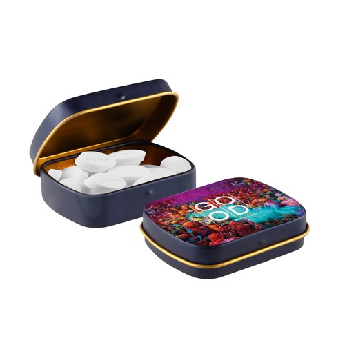 Mini hinge tin filled with peppermint