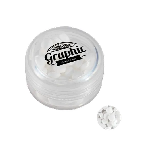 Boîte plastique ronde avec extra fort - bonbons `triangle` Boîte plastique ronde avec extra fort - bonbons `triangle`