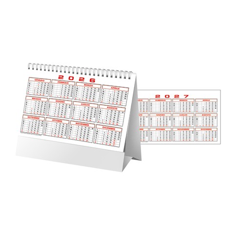 Calendario 2026 da tavolo mensile bicolore, 13 fogli su carta patinata opaca Calendario 2026 da tavolo mensile bicolore, 13 fogli su carta patinata opaca
