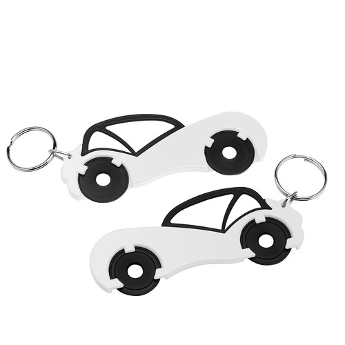 Chiphouder met twee winkelwagenmuntjes 1€ "auto" Chiphouder met twee winkelwagenmuntjes 1€ "auto"