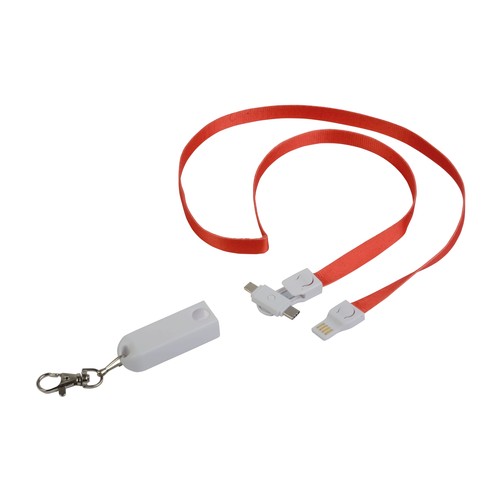 Lanière avec mousqueton avec fonction de cable de recharge avec prise Micro-USB/Lightning/