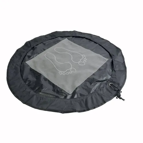 Polyester foot mat. Can be folded and turned into a bag for damp clothes (65 cm diameter w Polyester foot mat. Can be folded and turned into a bag for damp clothes (65 cm diameter w