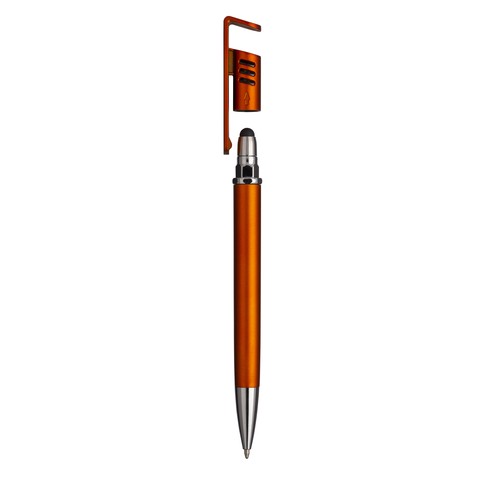 Drehkugelschreiber aus Kunststoff mit metallisiertem Schaft, Handy-Ständer Drehkugelschreiber aus Kunststoff mit metallisiertem Schaft, Handy-Ständer