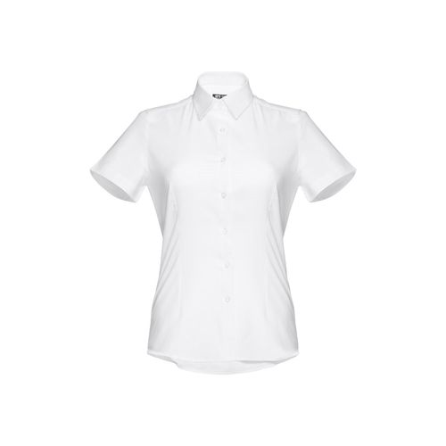 THC LONDON WOMEN WH. Camicia oxford da donna a maniche corte. Colore bianco
