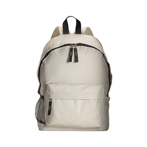 600D polyester 3-pocket backpack (one mesh side pocket). Adjustable shoulder straps