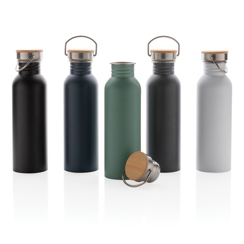 Bouteille en acier inoxydable avec couvercle en bambou Bouteille en acier inoxydable avec couvercle en bambou