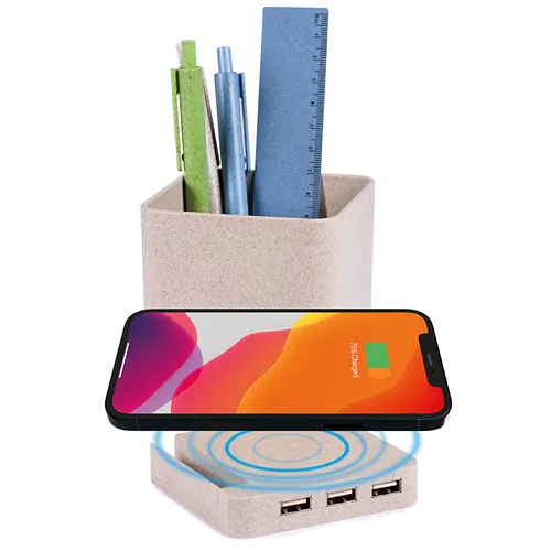 CARGADOR INALÁMBRICO DE PAJA DE TRIGO+ABS