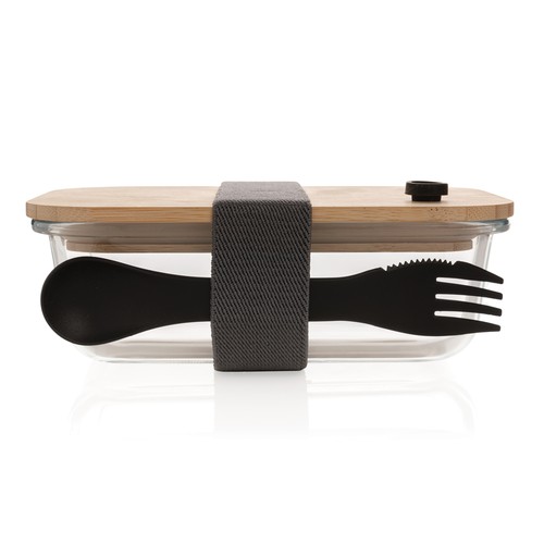 Glazen lunchbox met bamboe deksel Glazen lunchbox met bamboe deksel