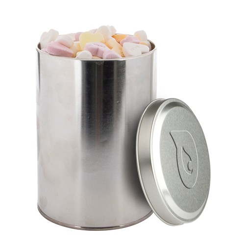 Large tin 1,3 liter with embossing Large tin 1,3 liter with embossing