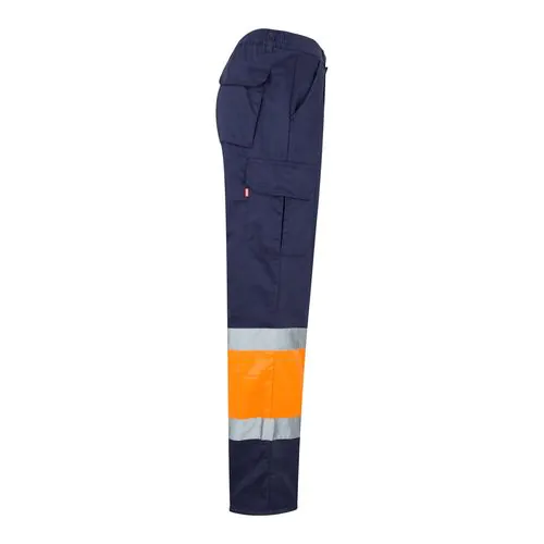 VL ATHENA. Two-tone twill trousers (210g/m²), lined, multi-pocket, in cotton (20%) and polyester (80%)