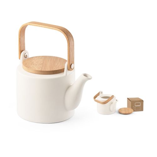 GLOGG. 700 mL ceramic teapot with bamboo lid GLOGG. 700 mL ceramic teapot with bamboo lid