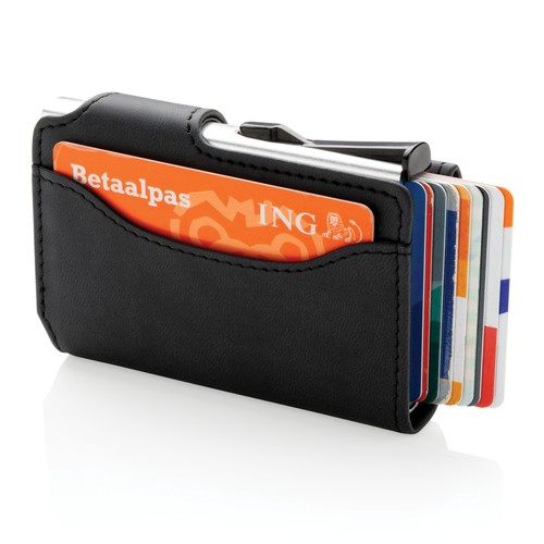 Standard aluminium RFID cardholder with PU wallet Standard aluminium RFID cardholder with PU wallet