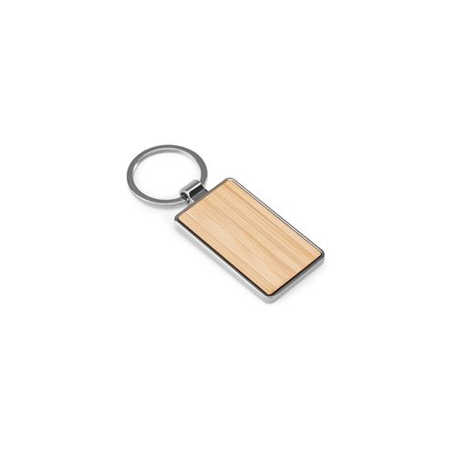 GASTON RECTANGULAR. Rectangular iron keychain in zinc and bamboo GASTON RECTANGULAR. Rectangular iron keychain in zinc and bamboo