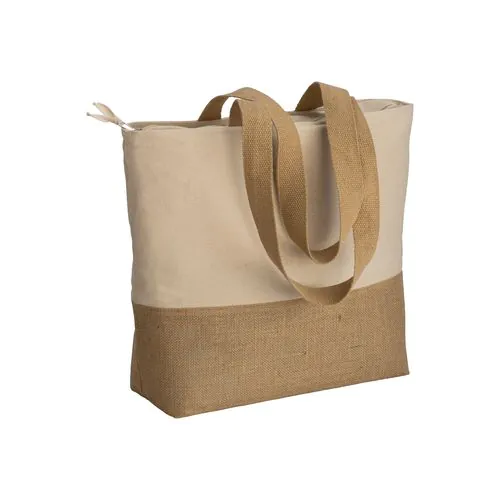 280 g/m2 cotton shopping bag with jute base, long handles and gusset 280 g/m2 cotton shopping bag with jute base, long handles and gusset
