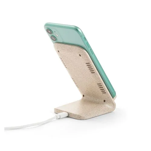 ENGLERT. Soporte para smartphone con cargador inalámbrico, rápido, de 10 W en ABS reciclado (100% rABS) y fibra de paja de trigo ENGLERT. Soporte para smartphone con cargador inalámbrico, rápido, de 10 W en ABS reciclado (100% rABS) y fibra de paja de trigo