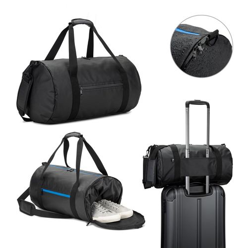 OSASCO SPORT. Sac de sport cylindrique en polyester recyclé haute densité 600D avec compartiment latéral pour les chaussures OSASCO SPORT. Sac de sport cylindrique en polyester recyclé haute densité 600D avec compartiment latéral pour les chaussures