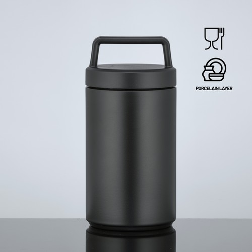 Porcelain Set: thermal mug 630 ml and foodjar 800 ml with porcelain coating Porcelain Set: thermal mug 630 ml and foodjar 800 ml with porcelain coating