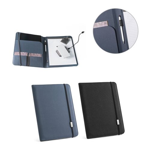 EMERGE FOLDER II. A4 folder in recycled polyester (100% rPET) 300D with elastic closure EMERGE FOLDER II. A4 folder in recycled polyester (100% rPET) 300D with elastic closure