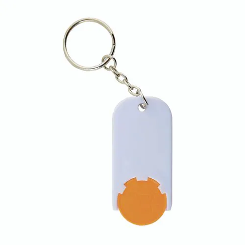 Plastic key ring with shopping trolley token