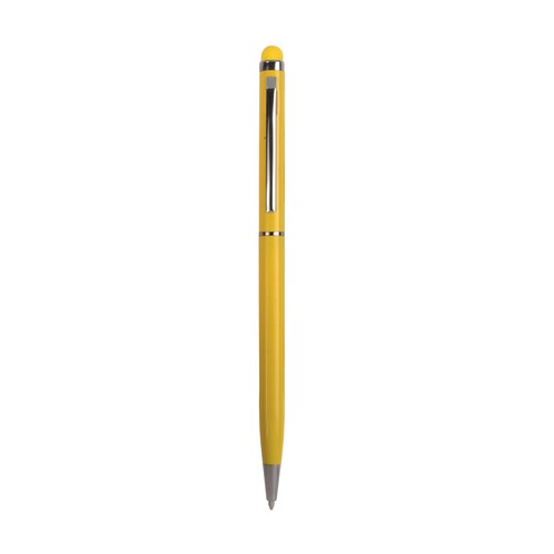 Twist pen with metal clip and barrel, and matching touchscreen rubber tip Twist pen with metal clip and barrel, and matching touchscreen rubber tip