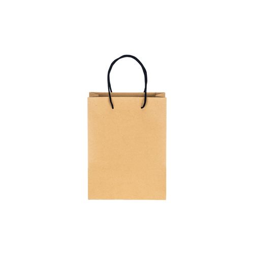 150 g/m2 natural recycled paper bag with gusset and short colored handles