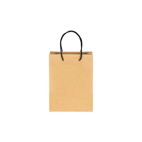 150 g/m2 natural recycled paper bag with gusset and short colored handles