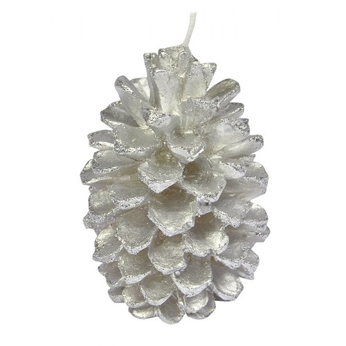 BOUGIE POMME DE PIN GRISE AVEC GLITTER