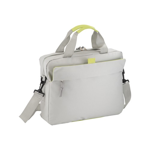 600D polyester laptop bag with adjustable shoulder strap and a band to attach it to a suit