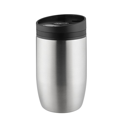 Metmaxx® thermo mug "CremaOfficinaBudget" silver/ring black Metmaxx® thermo mug "CremaOfficinaBudget" silver/ring black