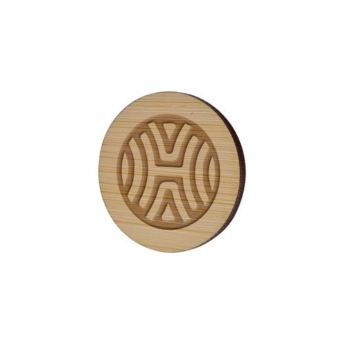 Badge Bamboo tondo, 40 mm, spilla, incisione