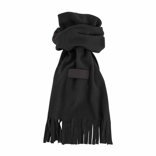 Echarpe en polaire. Avec franges. Avec etiquette pour personnalisation
