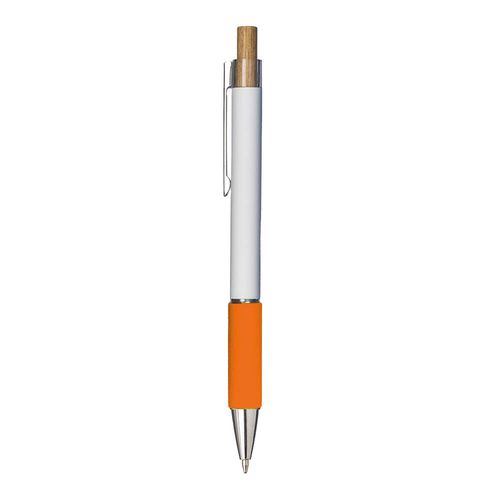 Boligrafo con pulsador de aluminio. Empunadura coloreada efecto aterciopelado Boligrafo con pulsador de aluminio. Empunadura coloreada efecto aterciopelado