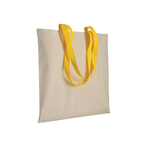 Bolsa de algodón natural (220 g/m2), asas largas de colores Bolsa de algodón natural (220 g/m2), asas largas de colores