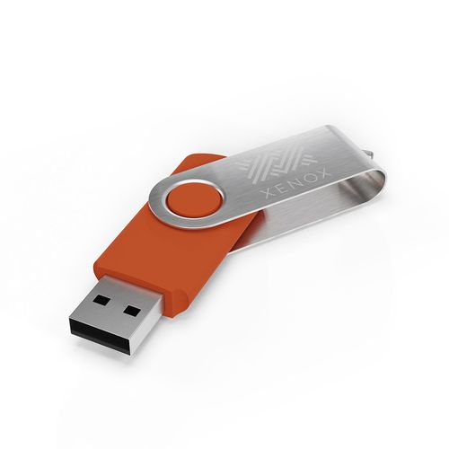 USB Stick Twister (Orange, 64GB 2.0, Engraving frontside, Engraving backside)