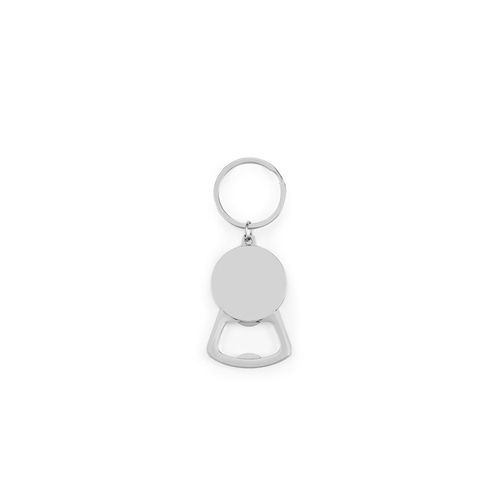 MEEKO. Iron keychain with a round shape in zinc and bamboo