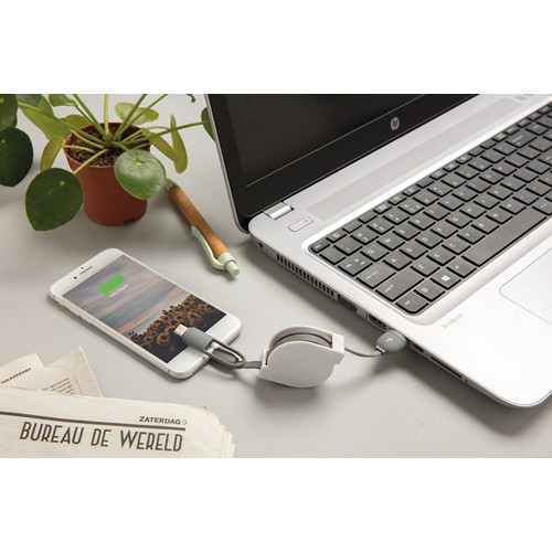 3-in-1 kabel met oprolmechanisme